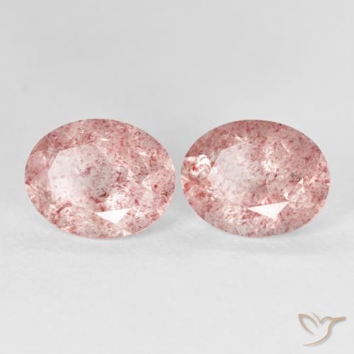 Gemas de Cuarzo fresa Rosado claro natural de 5.22 ct, Ovalada, Transparente