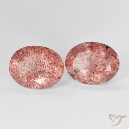 Gemas de Cuarzo fresa Rosado medio natural de 5.17 ct, Ovalada, Transparente