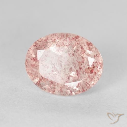 Cuarzo fresa Rosado claro natural de 3.06 ct, Ovalada, Transparente