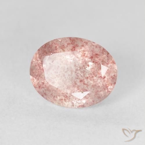 Cuarzo fresa Rosado claro natural de 2.53 ct, Ovalada, Transparente