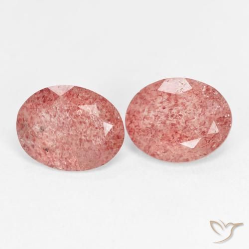 Gemas de Cuarzo fresa Rosado frambuesa natural de 4.29 ct, Ovalada, Transparente