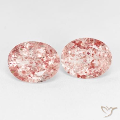 Gemas de Cuarzo fresa Rosado terroso natural de 5.24 ct, Ovalada, Transparente