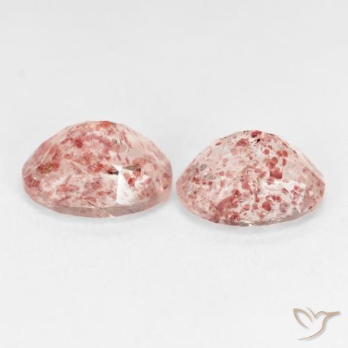 Gemas de Cuarzo fresa Rosado terroso natural de 5.24 ct, Ovalada, Transparente