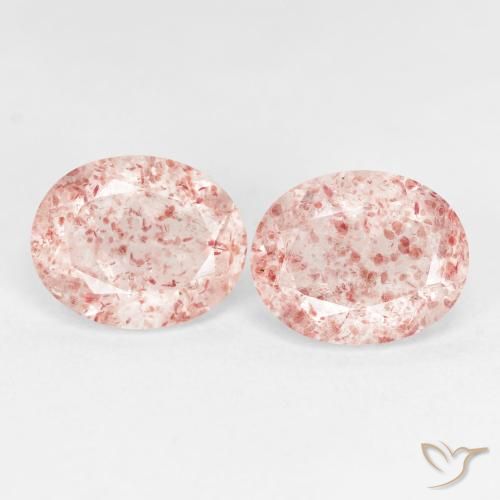 5.18ctw Natural Rosado naranja cuarzo fresa, Ovalada, Transparente