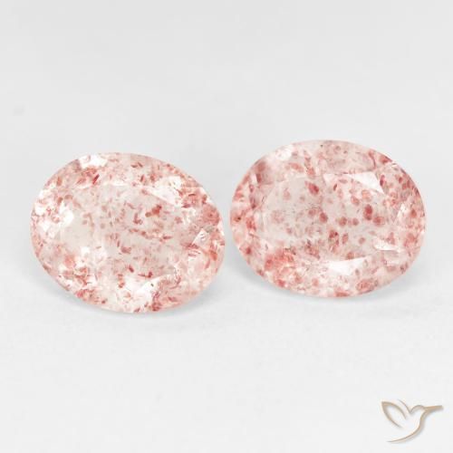 Gemas de Cuarzo fresa Rosado naranja natural de 5.18 ct, Ovalada, Transparente