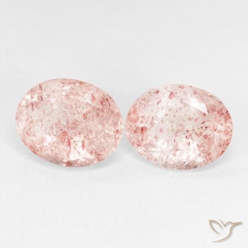 Gemas de Cuarzo fresa Rosado claro natural de 4.94 ct, Ovalada, Transparente