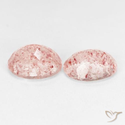 Gemas de Cuarzo fresa Rosado claro natural de 4.94 ct, Ovalada, Transparente