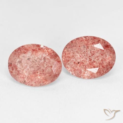 Gemas de Cuarzo fresa Rosado medio natural de 4.65 ct, Ovalada, Transparente