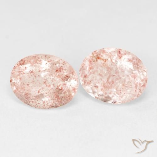 Gemas de Cuarzo fresa Rosado claro natural de 5.59 ct, Ovalada, Transparente