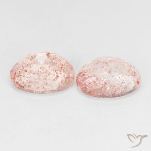 Gemas de Cuarzo fresa Rosado claro natural de 5.59 ct, Ovalada, Transparente