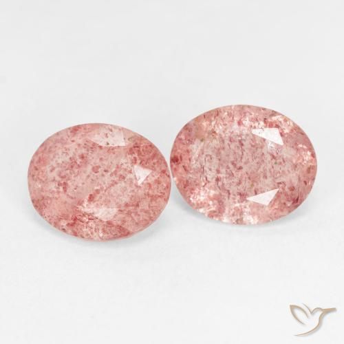 Gemas de Cuarzo fresa Rosado claro natural de 4.21 ct, Ovalada, Transparente