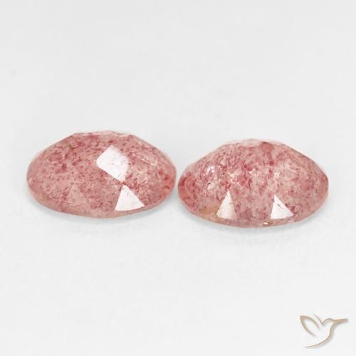 Gemas de Cuarzo fresa Rosado claro natural de 4.21 ct, Ovalada, Transparente