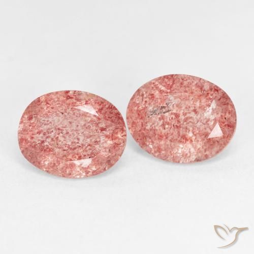 Gemas de Cuarzo fresa Rojo indio natural de 4.82 ct, Ovalada, Transparente