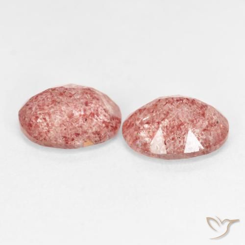 Gemas de Cuarzo fresa Rojo indio natural de 4.82 ct, Ovalada, Transparente