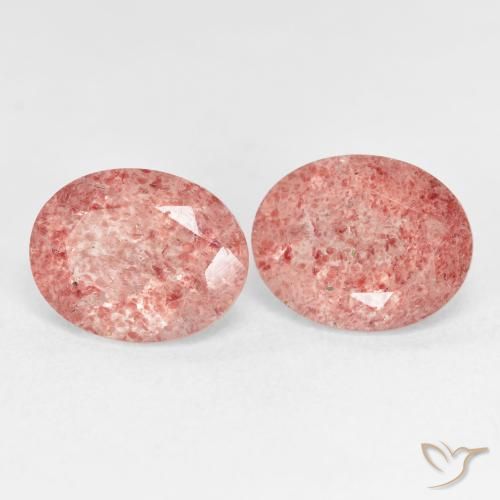 Gemas de Cuarzo fresa Rosado naranja natural de 5.23 ct, Ovalada, Transparente