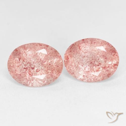 Gemas de Cuarzo fresa Rosado claro natural de 4.88 ct, Ovalada, Transparente