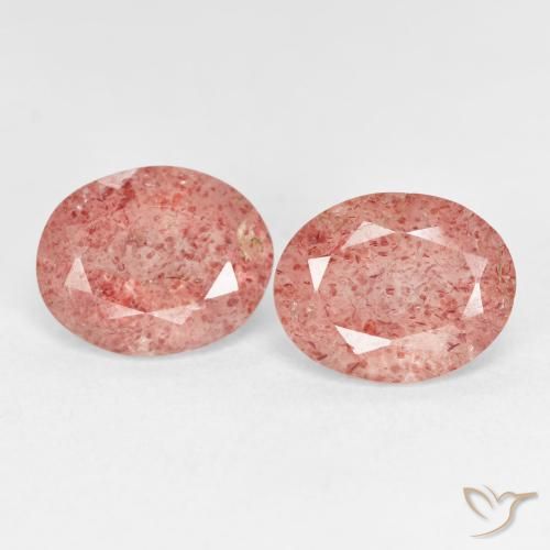 4.91ctw Natural Rosado naranja cuarzo fresa, Ovalada, Transparente
