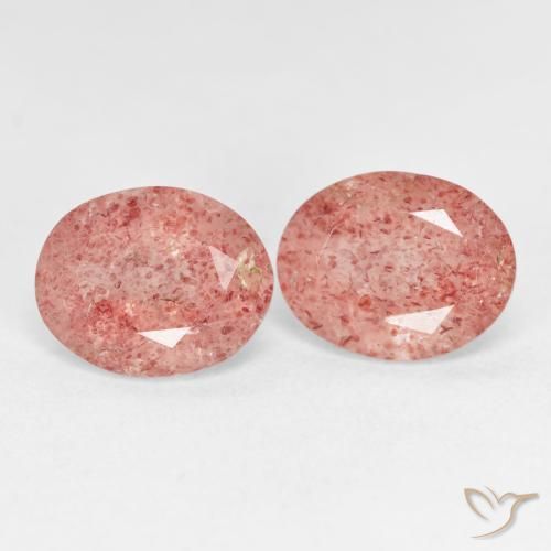 Gemas de Cuarzo fresa Rosado naranja natural de 4.91 ct, Ovalada, Transparente