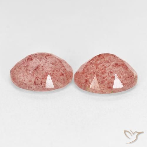 Gemas de Cuarzo fresa Rosado naranja natural de 4.91 ct, Ovalada, Transparente