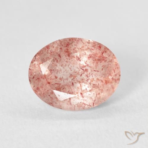 2.61ct Natural Rosado naranja cuarzo fresa, Ovalada, Transparente