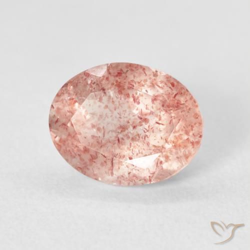 Cuarzo fresa Rosado naranja natural de 2.61 ct, Ovalada, Transparente