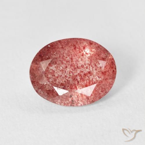 2.20ct Natural Rosado rojizo cuarzo fresa, Ovalada, Transparente
