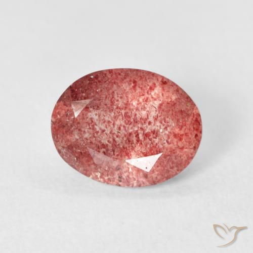 Cuarzo fresa Rosado rojizo natural de 2.20 ct, Ovalada, Transparente
