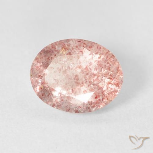 Cuarzo fresa Rosado claro natural de 2.31 ct, Ovalada, Transparente