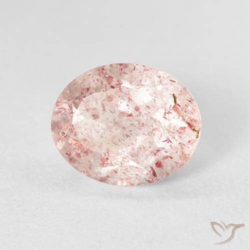Cuarzo fresa Rosado claro natural de 2.65 ct, Ovalada, Transparente