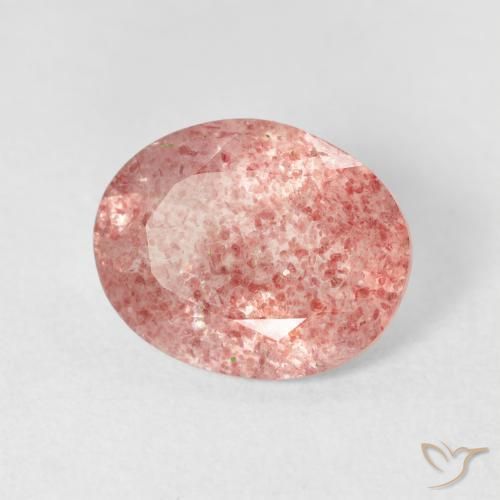 Cuarzo fresa Rosado claro natural de 2.88 ct, Ovalada, Transparente