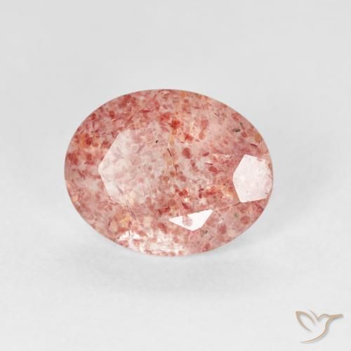 Cuarzo fresa Rosado medio natural de 2.29 ct, Ovalada, Transparente