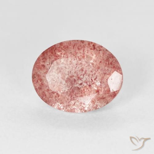 Cuarzo fresa Rosado rojizo natural de 2.28 ct, Ovalada, Transparente