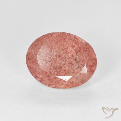 Cuarzo fresa Rosado medio natural de 2.68 ct, Ovalada, Transparente
