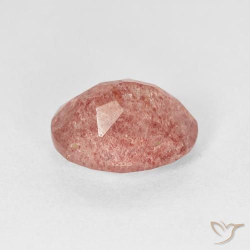 Cuarzo fresa Rosado medio natural de 2.68 ct, Ovalada, Transparente