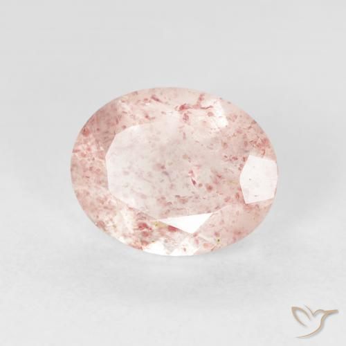 Cuarzo fresa Rosado medio natural de 2.56 ct, Ovalada, Transparente