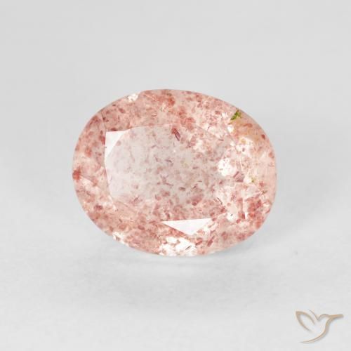 Cuarzo fresa Rosado flamingo natural de 2.76 ct, Ovalada, Transparente
