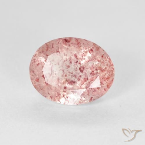 Cuarzo fresa Rosado claro natural de 2.52 ct, Ovalada, Transparente
