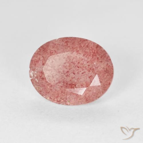 Cuarzo fresa Rosado medio natural de 2.39 ct, Ovalada, Transparente