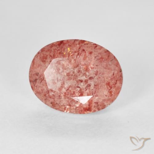 Cuarzo fresa Rosa rosado natural de 2.98 ct, Ovalada, Transparente