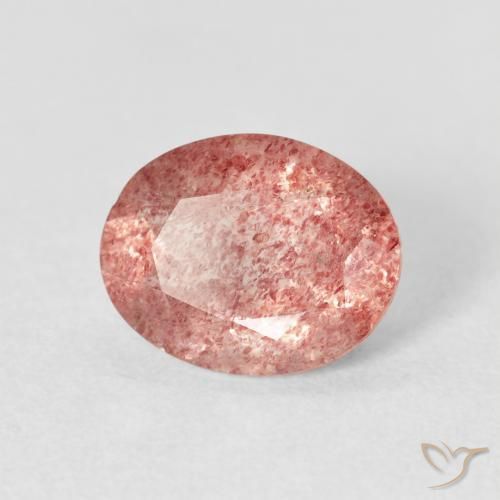 Cuarzo fresa Rosado medio natural de 2.30 ct, Ovalada, Transparente