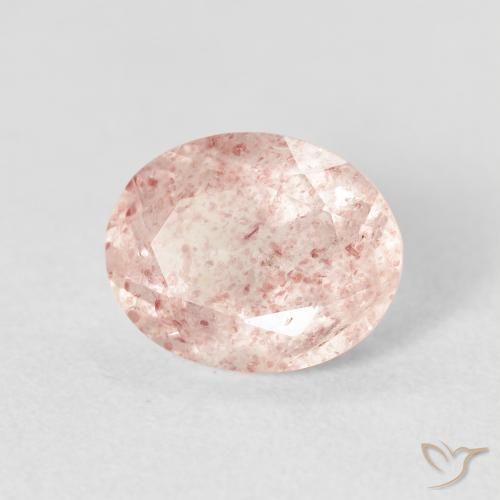 Cuarzo fresa Rosado muy claro natural de 2.59 ct, Ovalada, Transparente