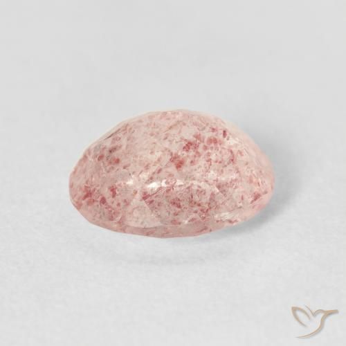 Cuarzo fresa Rosado muy claro natural de 2.59 ct, Ovalada, Transparente