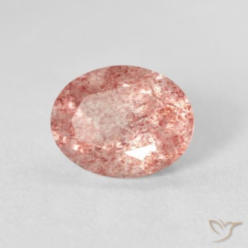 Cuarzo fresa Rosado claro natural de 2.58 ct, Ovalada, Transparente
