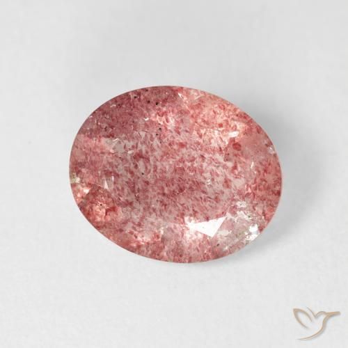 Cuarzo fresa Rosado rojizo natural de 2.64 ct, Ovalada, Transparente