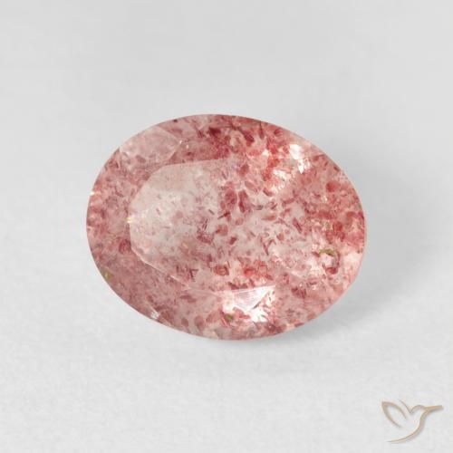 Cuarzo fresa Rosado claro natural de 2.46 ct, Ovalada, Transparente