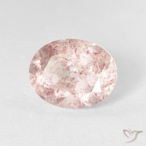 Cuarzo fresa Rosado claro natural de 2.52 ct, Ovalada, Transparente
