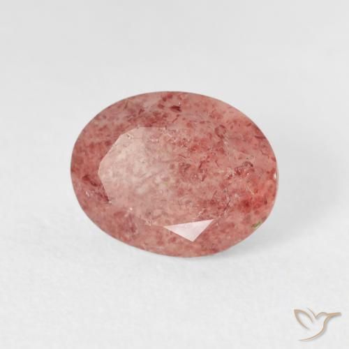 Cuarzo fresa Rosado medio natural de 2.77 ct, Ovalada, Transparente