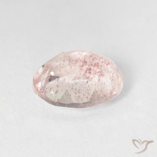 Cuarzo fresa Rosado medio natural de 2.66 ct, Ovalada, Transparente