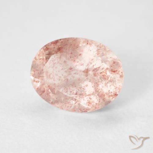 Cuarzo fresa Rosado naranja natural de 2.92 ct, Ovalada, Transparente