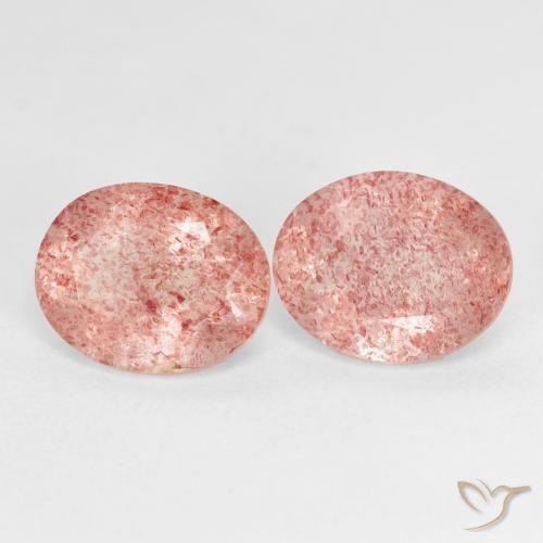 Gemas de Cuarzo fresa Rosado frambuesa natural de 4.81 ct, Ovalada, Transparente